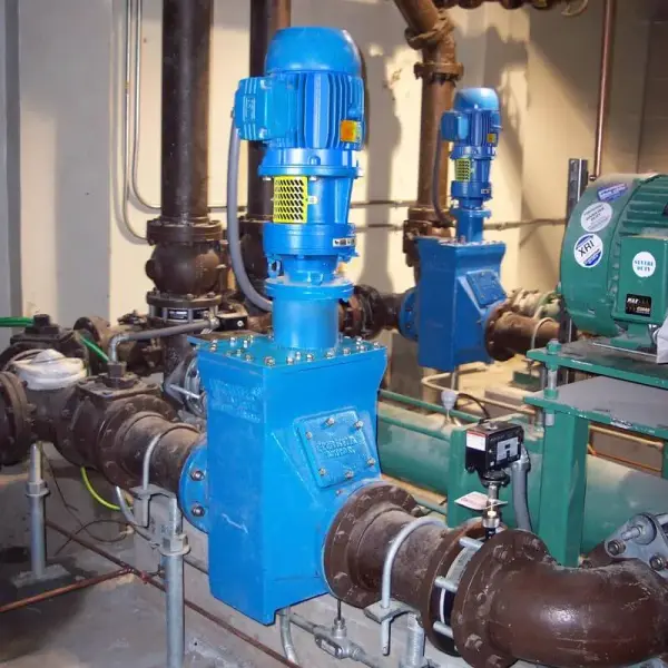 An installation of an inline grinder