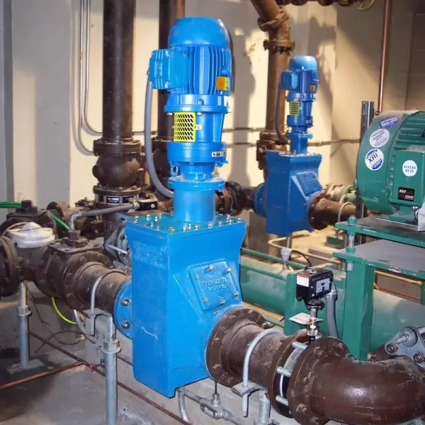 An installation of an inline grinder