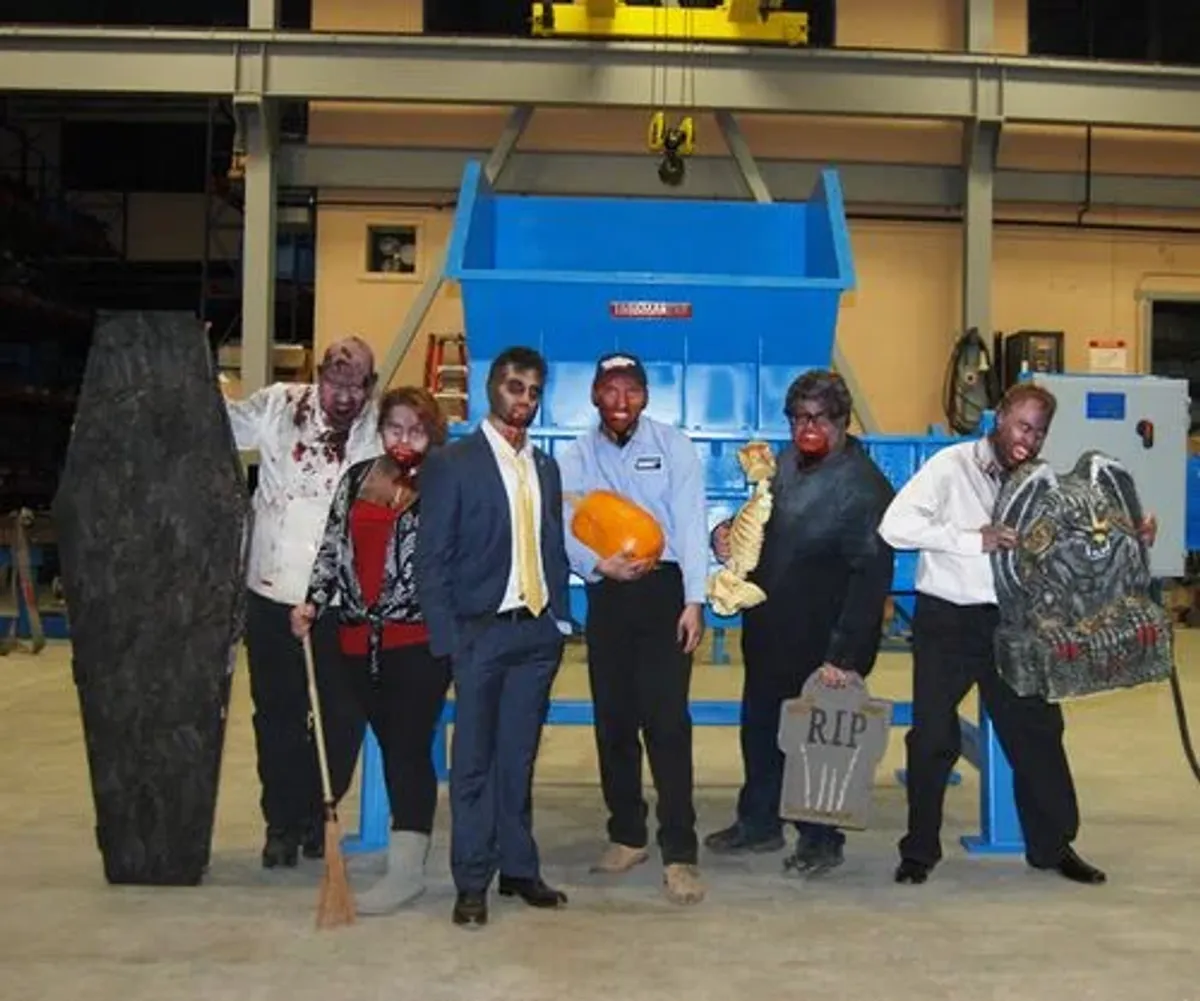 group of people zombie costume shredder