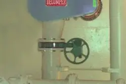 pipes and wheel on wall machine