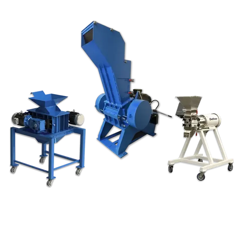 An arrangement of three different industrial mills