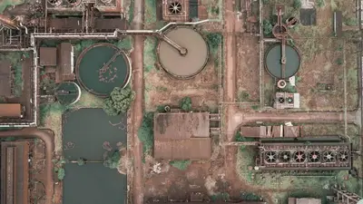 aerial view wastewater treatment plant
