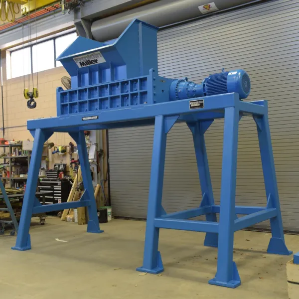 A large industrial shredder in a warehouse