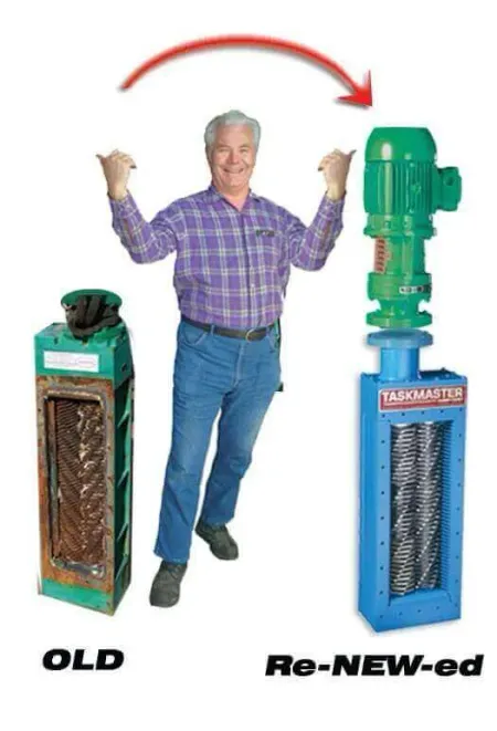 man with old vs new grinder