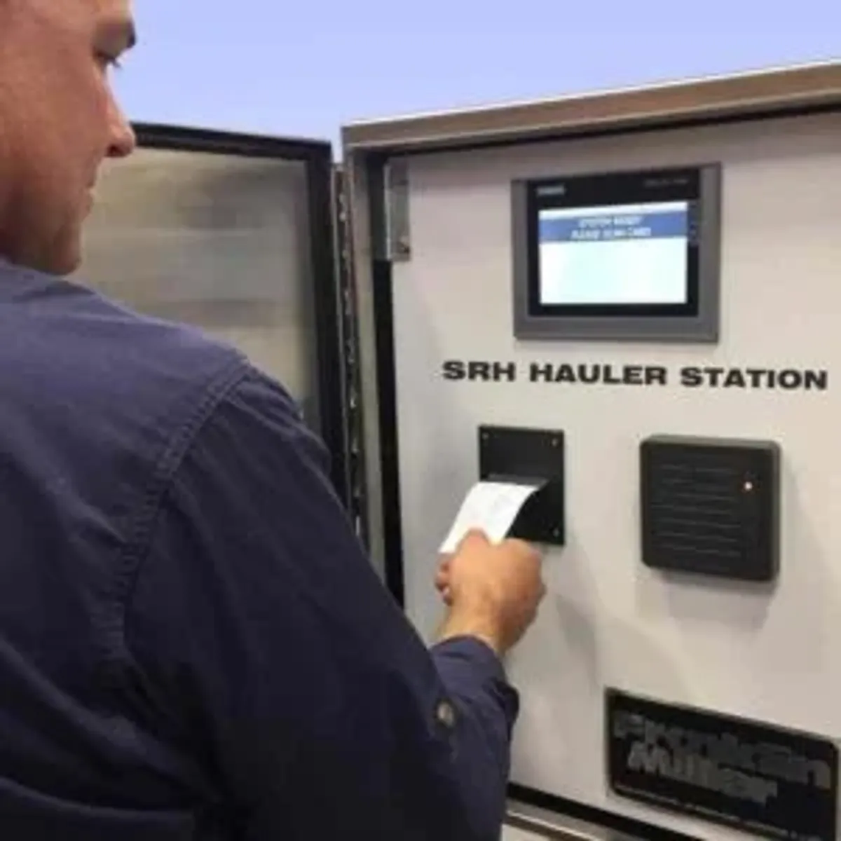 man with paper working machine