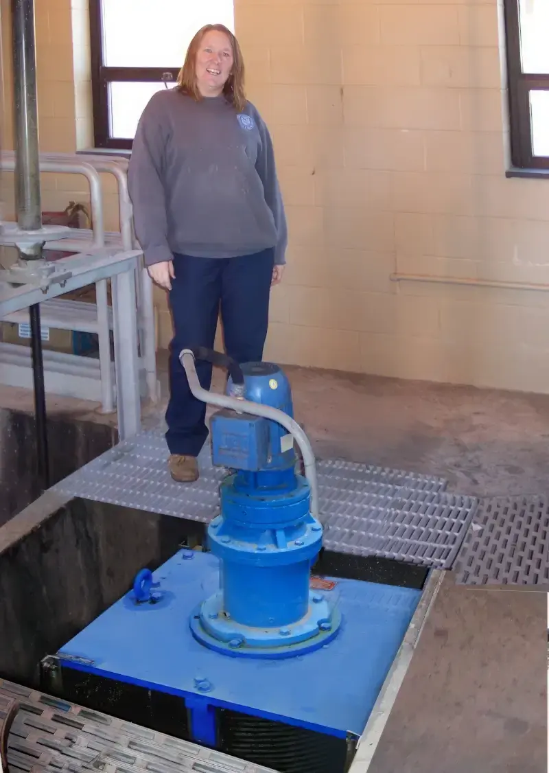 DIMMINUTOR comminutor installed in an open wastewater channel at Pottstown, Pennsylvania