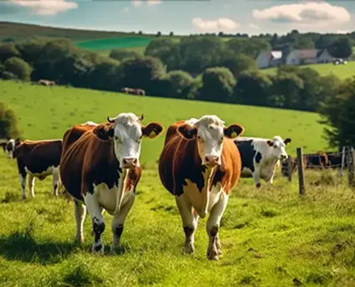 A group of cows standing in a field