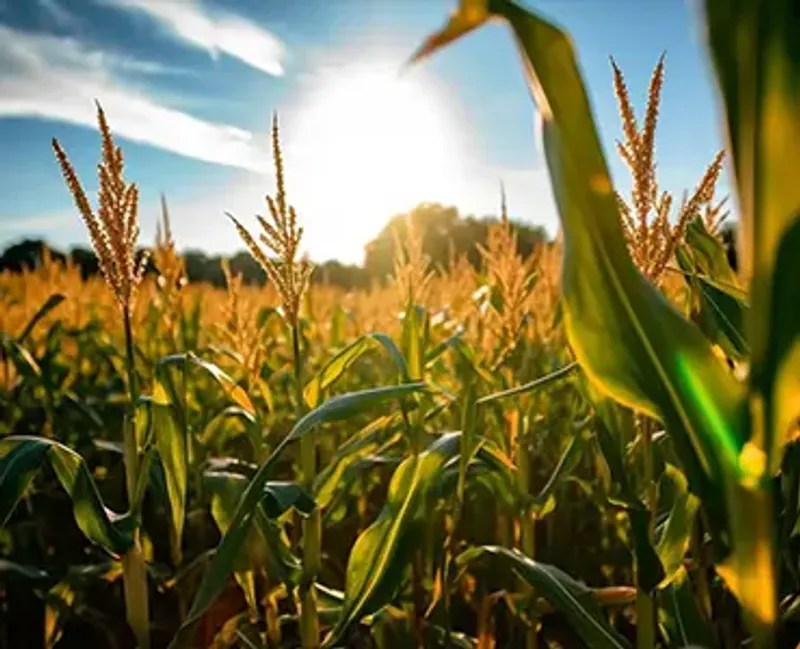 A close up picture of corn stalks in a field