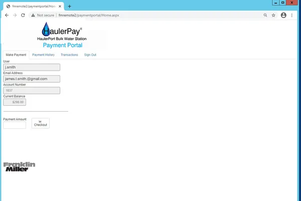 Screenshot of website login page