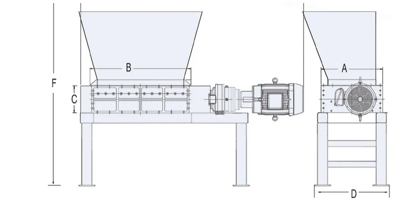 TM2300 Shredder Dimensions Drawing