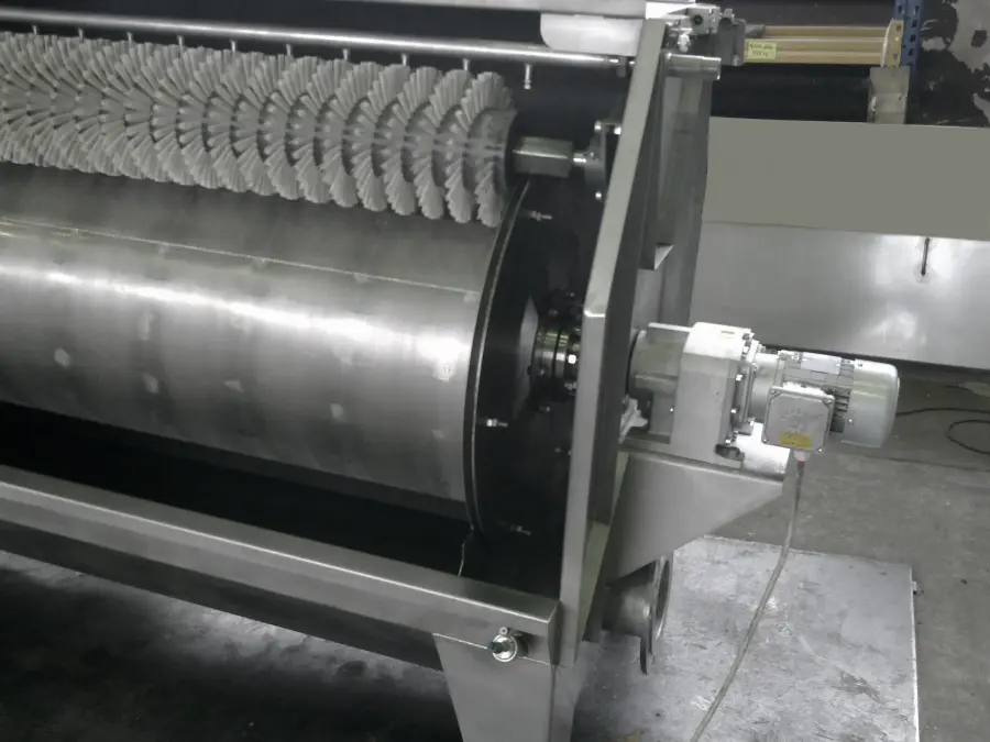 Open SCREENMASTER RT rotary drum screen showing the cylindrical screening surface and internal flights