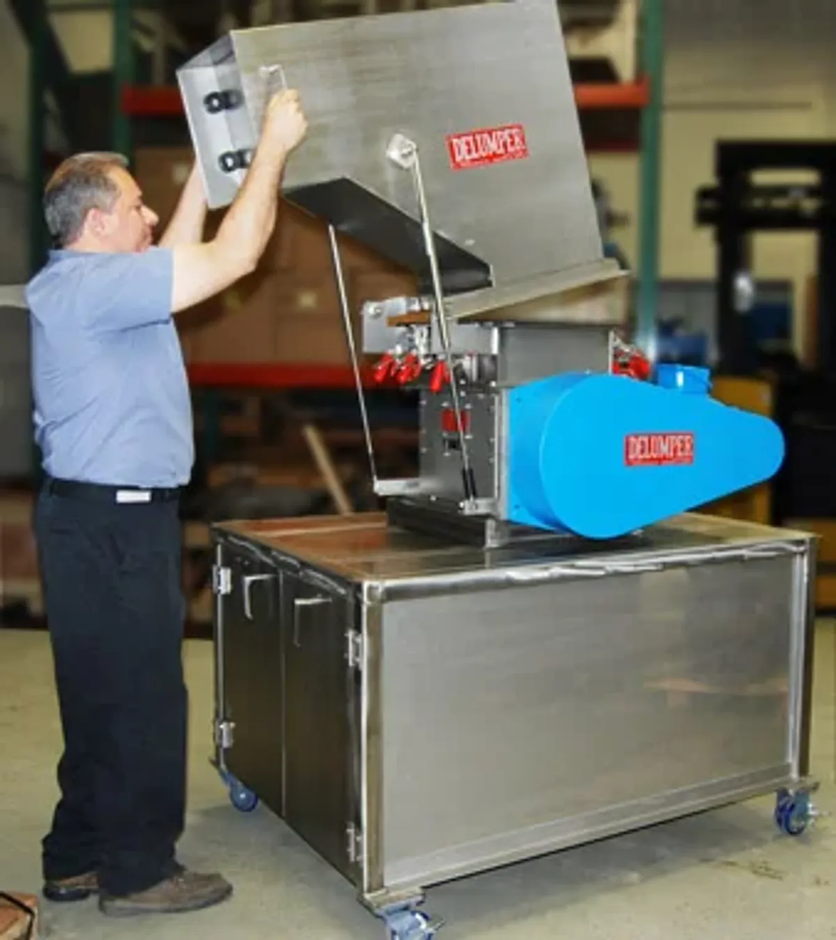 man operating crusher machine