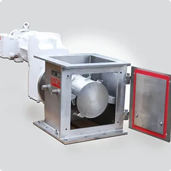 An industrial crusher with a door on it