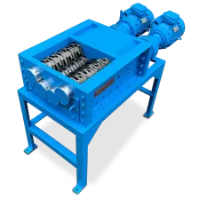 This overhead view of the Taskmaster QS2400 Quad Shredder without the hopper shows clearly all four shafts for precise downsizing of materials.