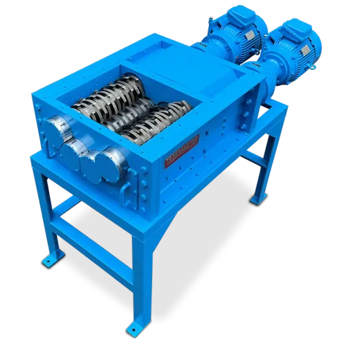 This overhead view of the Taskmaster QS2400 Quad Shredder without the hopper shows clearly all four shafts for precise downsizing of materials.