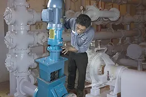 wastewater system install with man