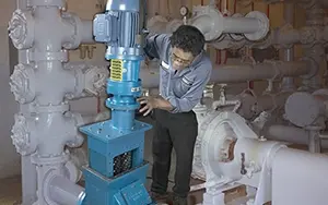 wastewater system install with man