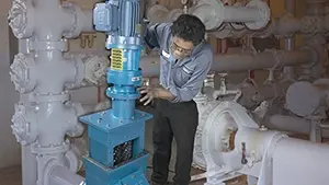 wastewater system install with man