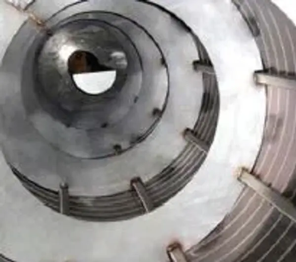 A closeup inside of a drum screen