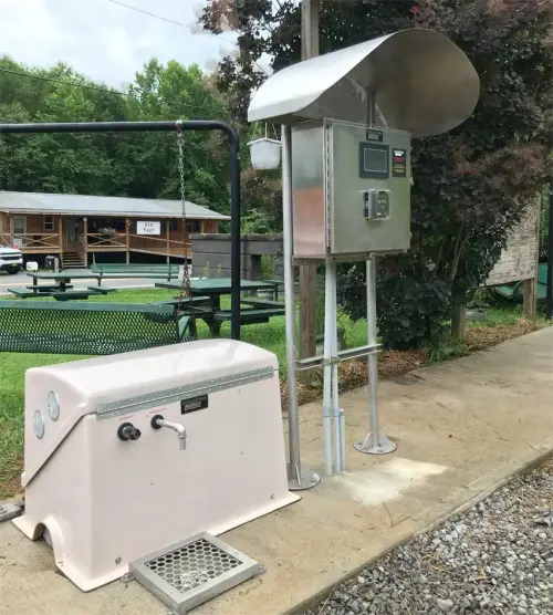 An installation of a Bulk Water Fill Station outside