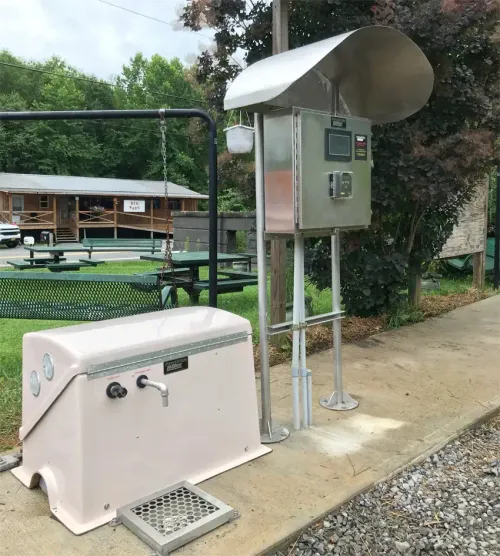 An installation of a Bulk Water Fill Station outside