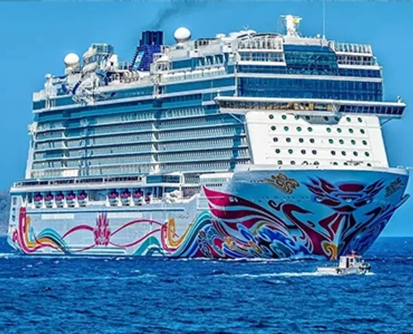 Large cruise ship sailing in the ocean