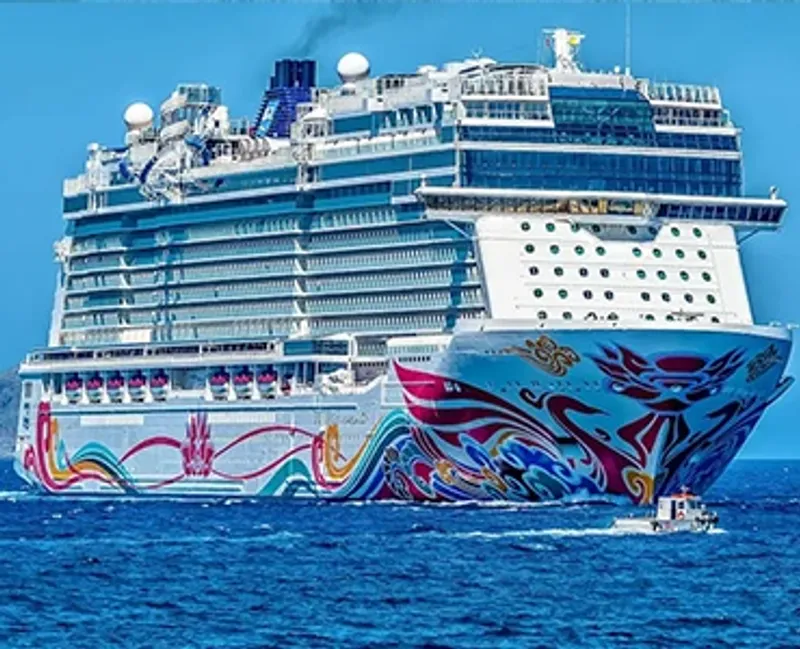 Large cruise ship sailing in the ocean