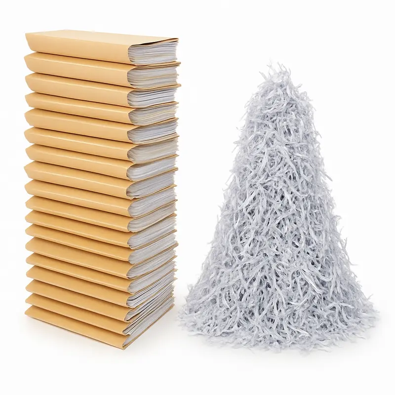 A pile of documents and paper shreds