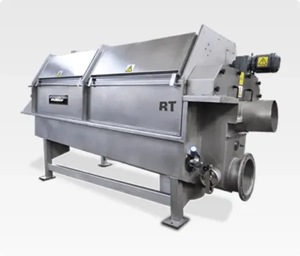 A large industrial rotary drum screen