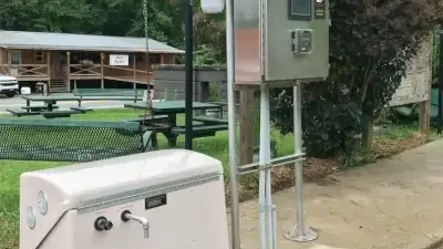 water filter outside with tree