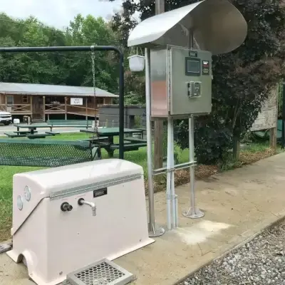 water filter outside with tree