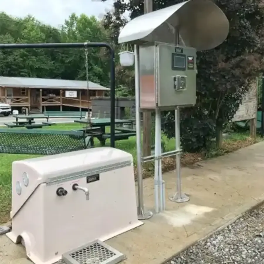 water filter outside with tree