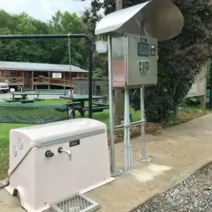 water filter outside with tree
