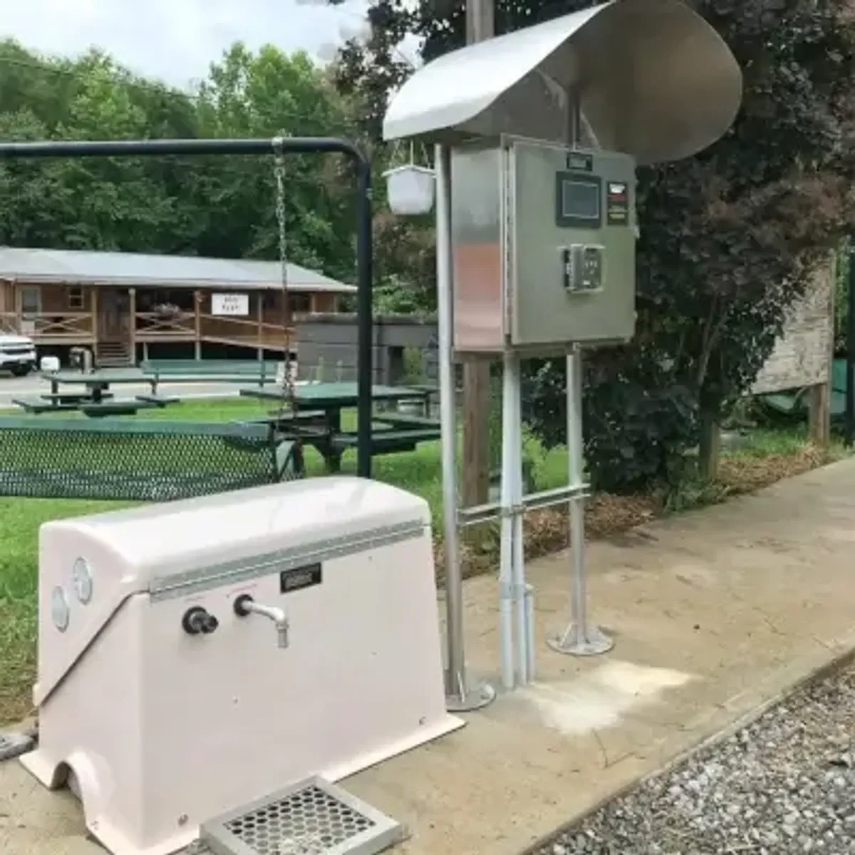 water filter outside with tree