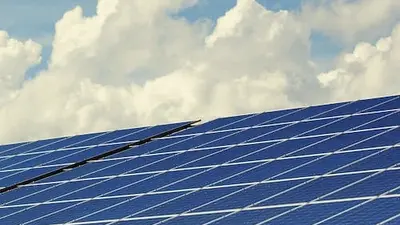 solar panels on roof blue sky