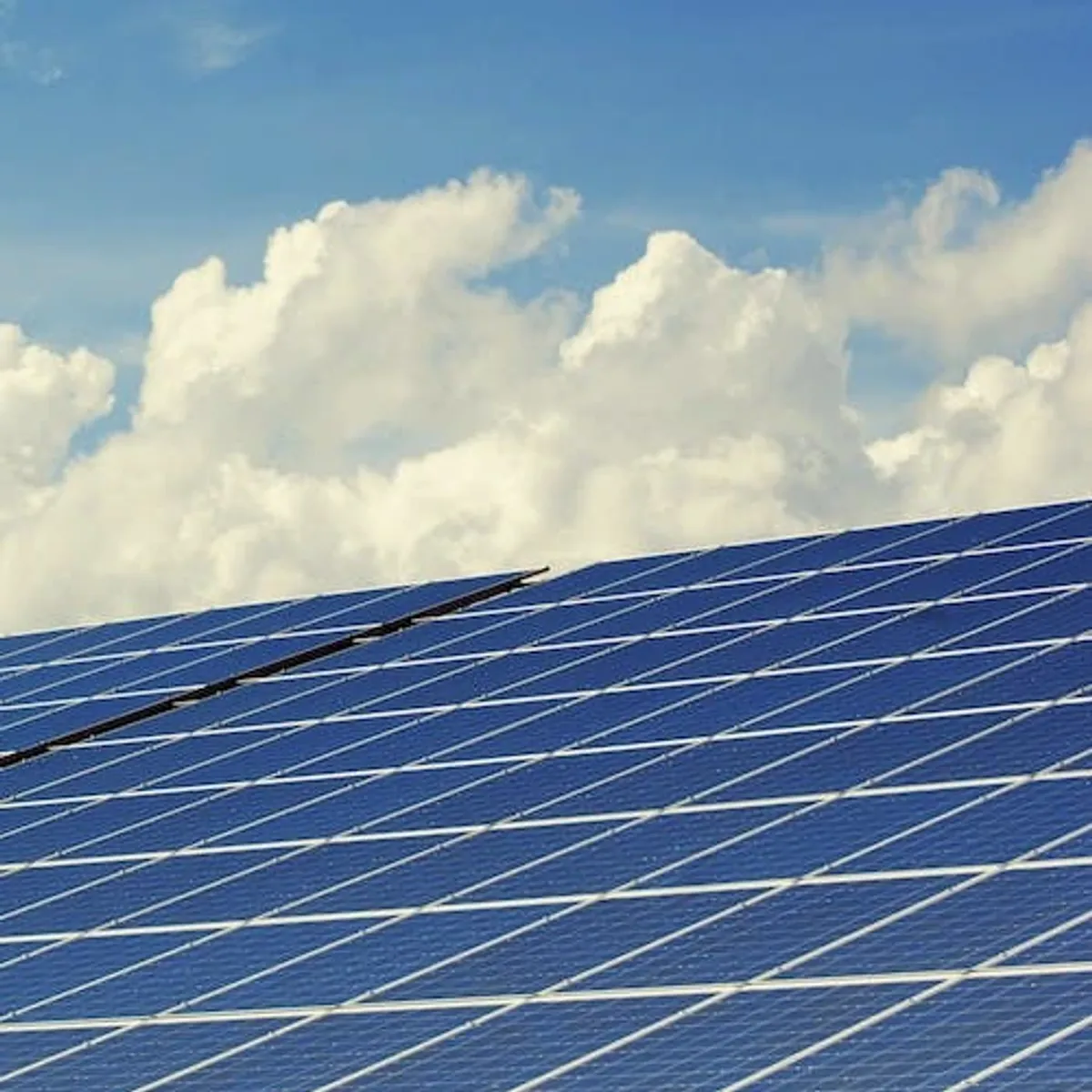 solar panels on roof blue sky