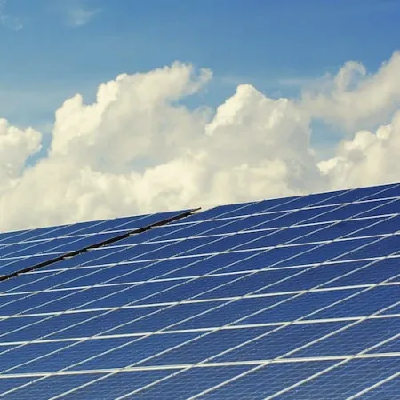 solar panels on roof blue sky