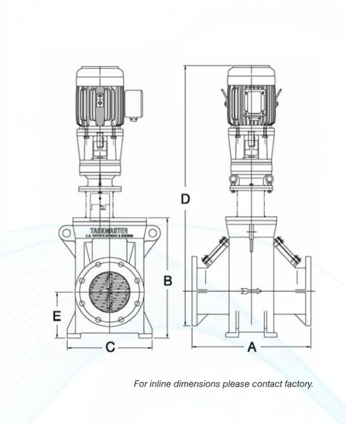 TM8500 Inline Grinder Dimensions Schematic