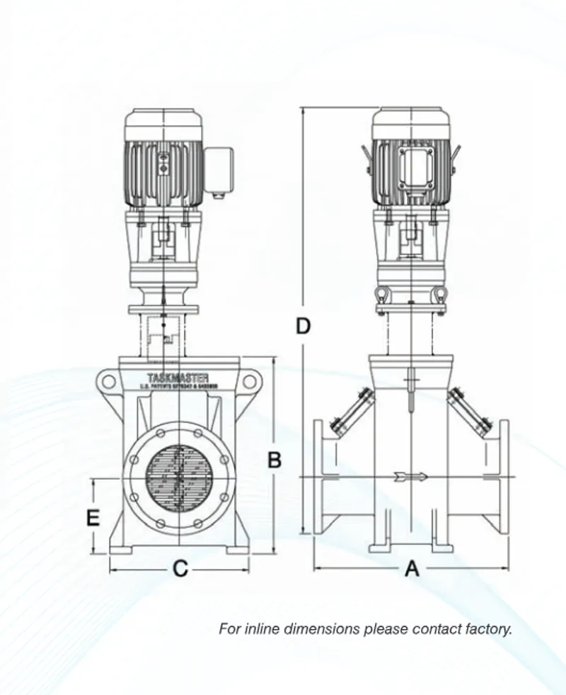 TM8500 Inline Grinder Dimensions Schematic