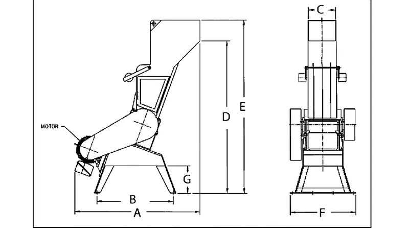 VULCANATOR Rubber Granulator dimensions drawing