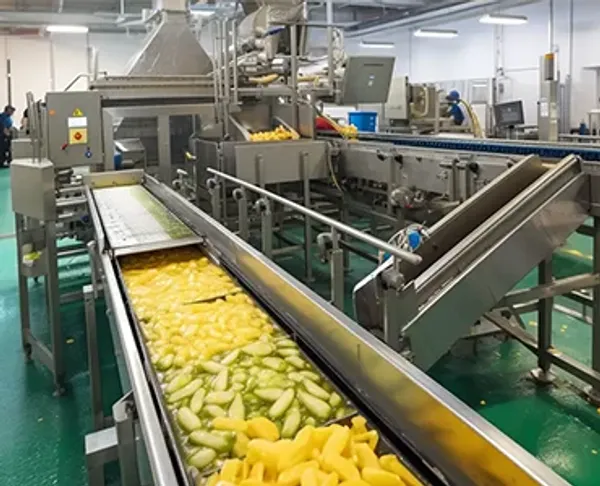 A large conveyor and system transporting food in a warehouse