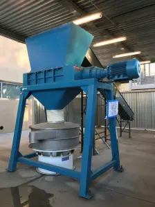 The TM3000 shredder with stand and conveyor.