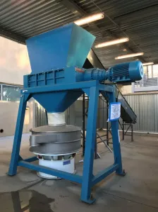 The TM3000 shredder with stand and conveyor.