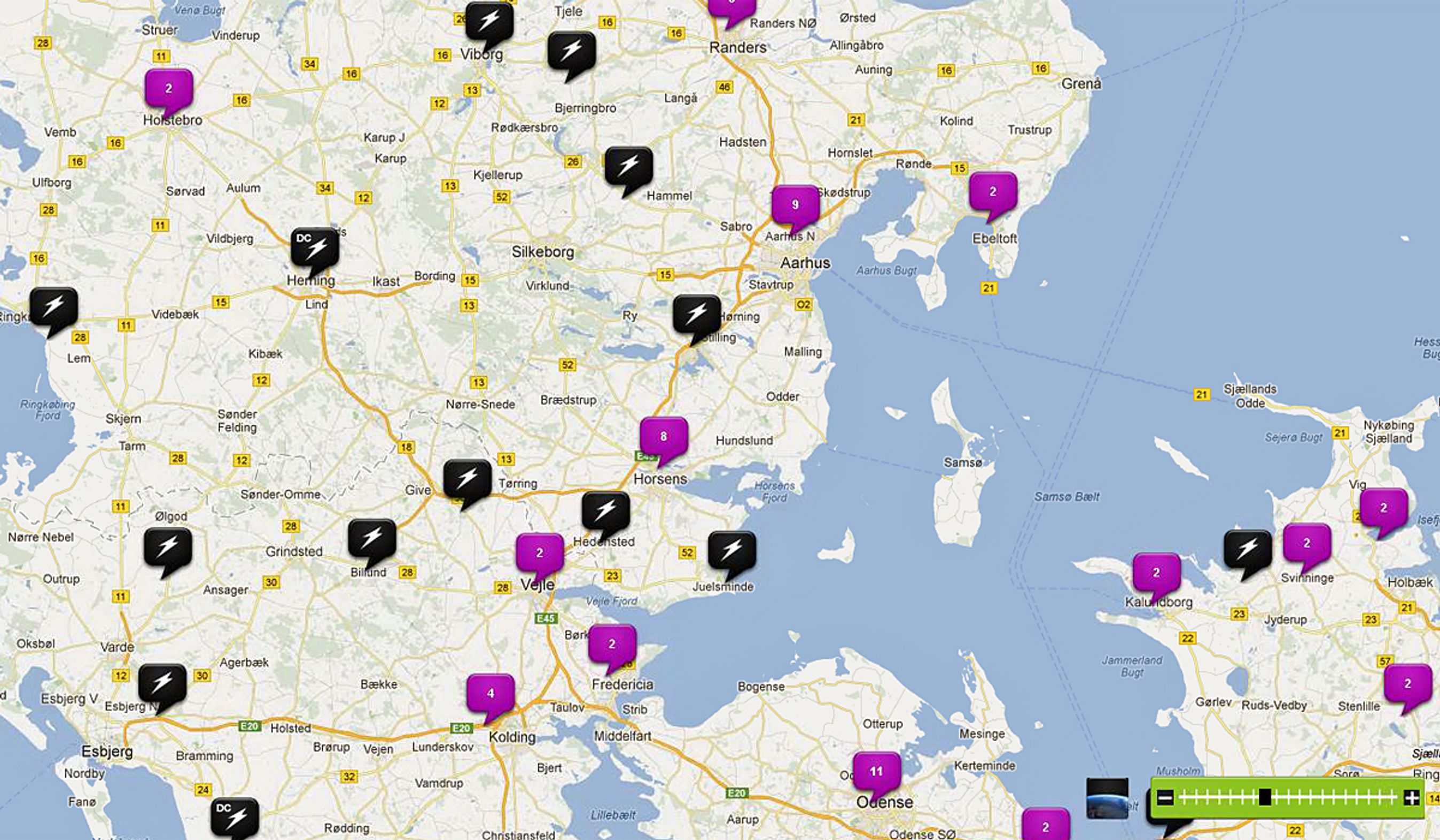 Tip Charge har samlet en stor del af Danmarks offentlig tilgængelige ladestandere på sin hjemmeside.