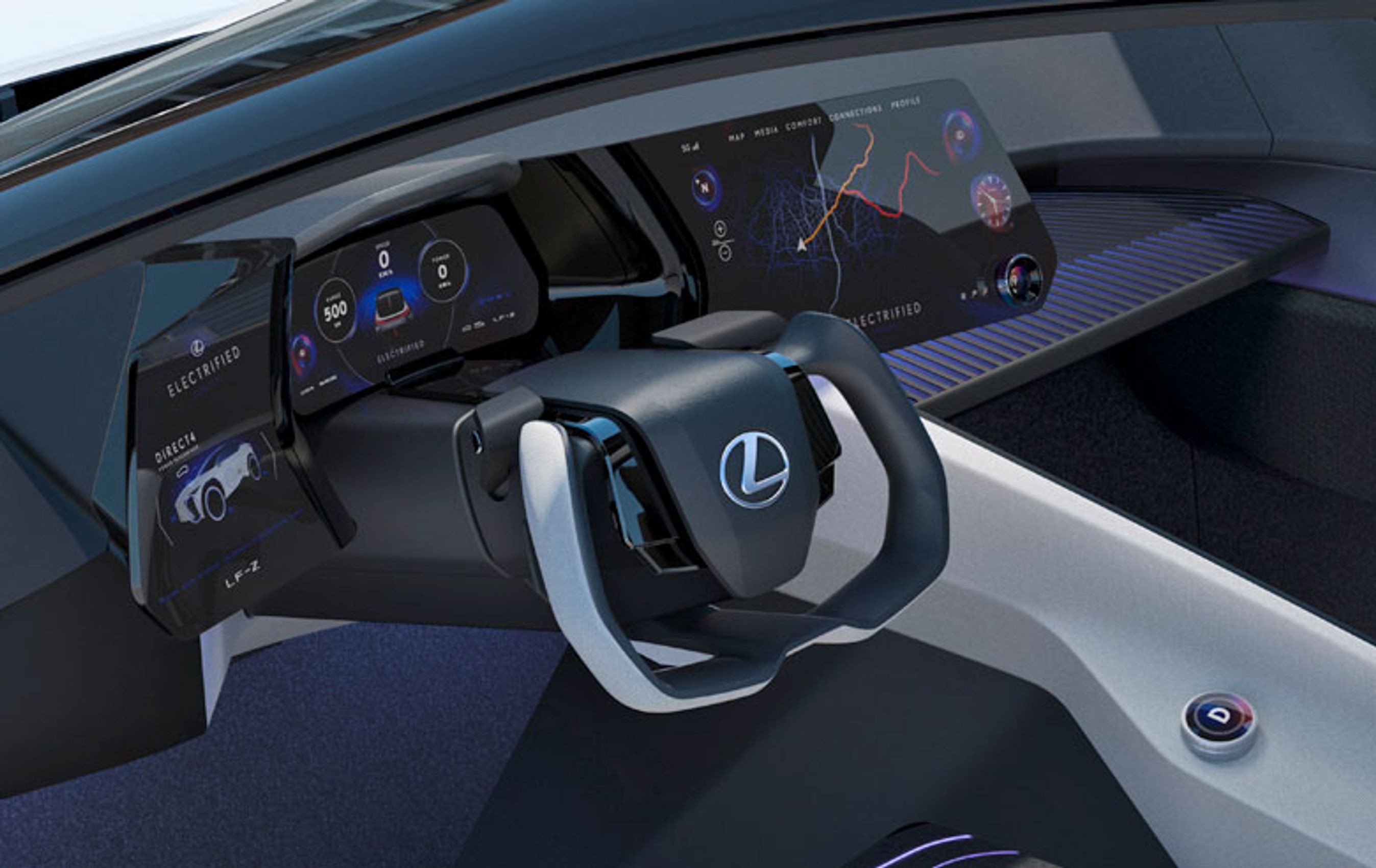 Førerpladsen i Lexus LF-Z Electrified