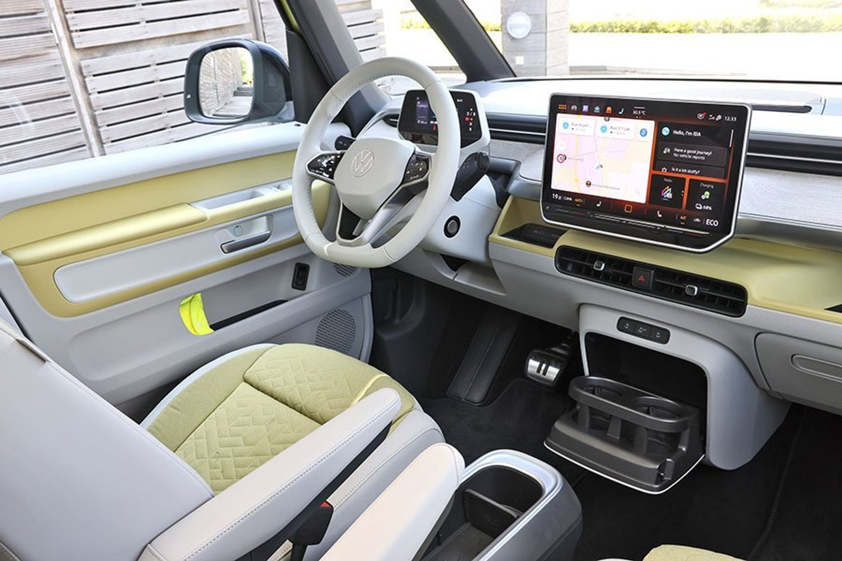 Førerpladsen i en VW ID. Buzz