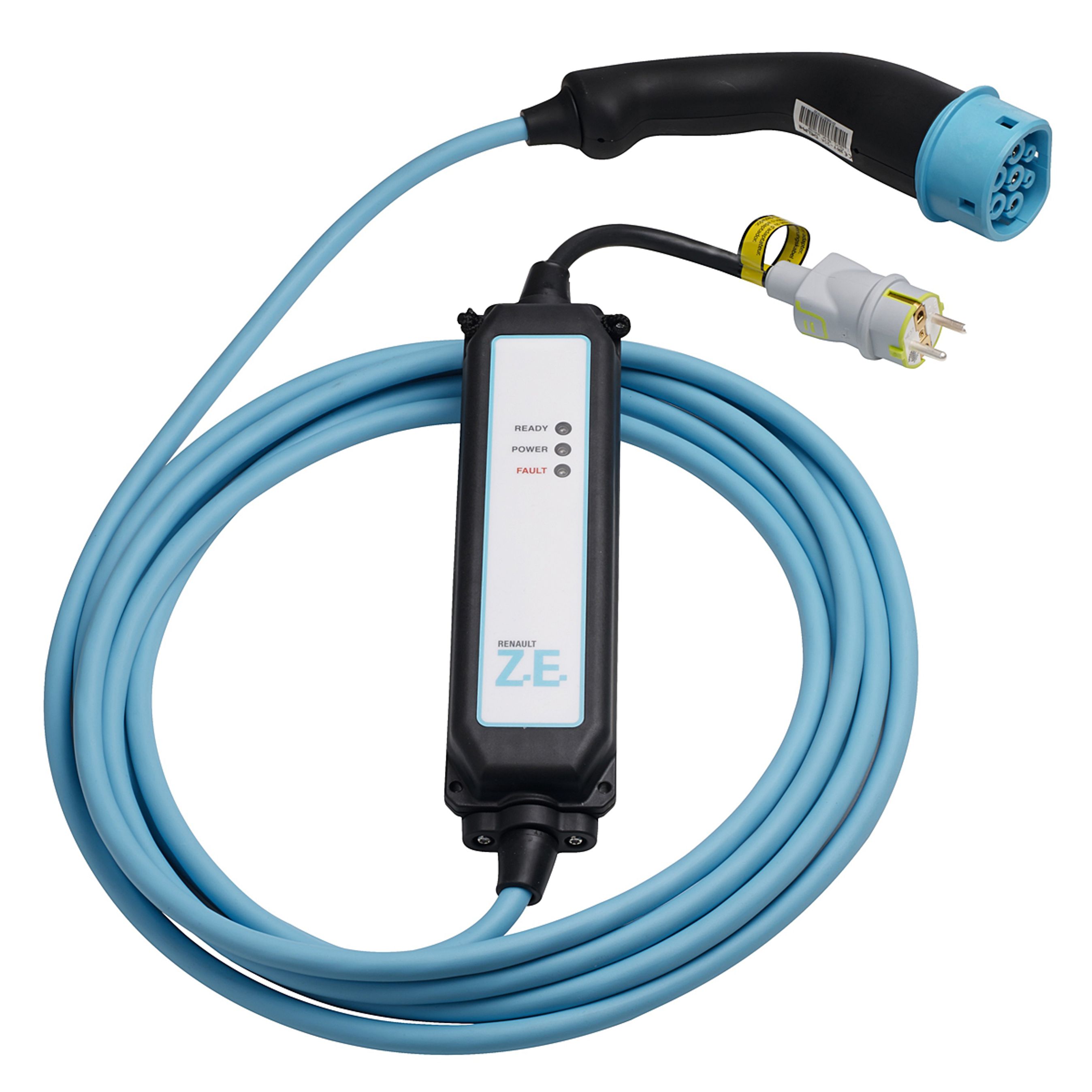 Renault Zoe kan nu lades fra en almindelig stikkontakt med dette specialkabel. Det følger med nye Zoe, men koster 4.000 kr. til "gamle" biler.