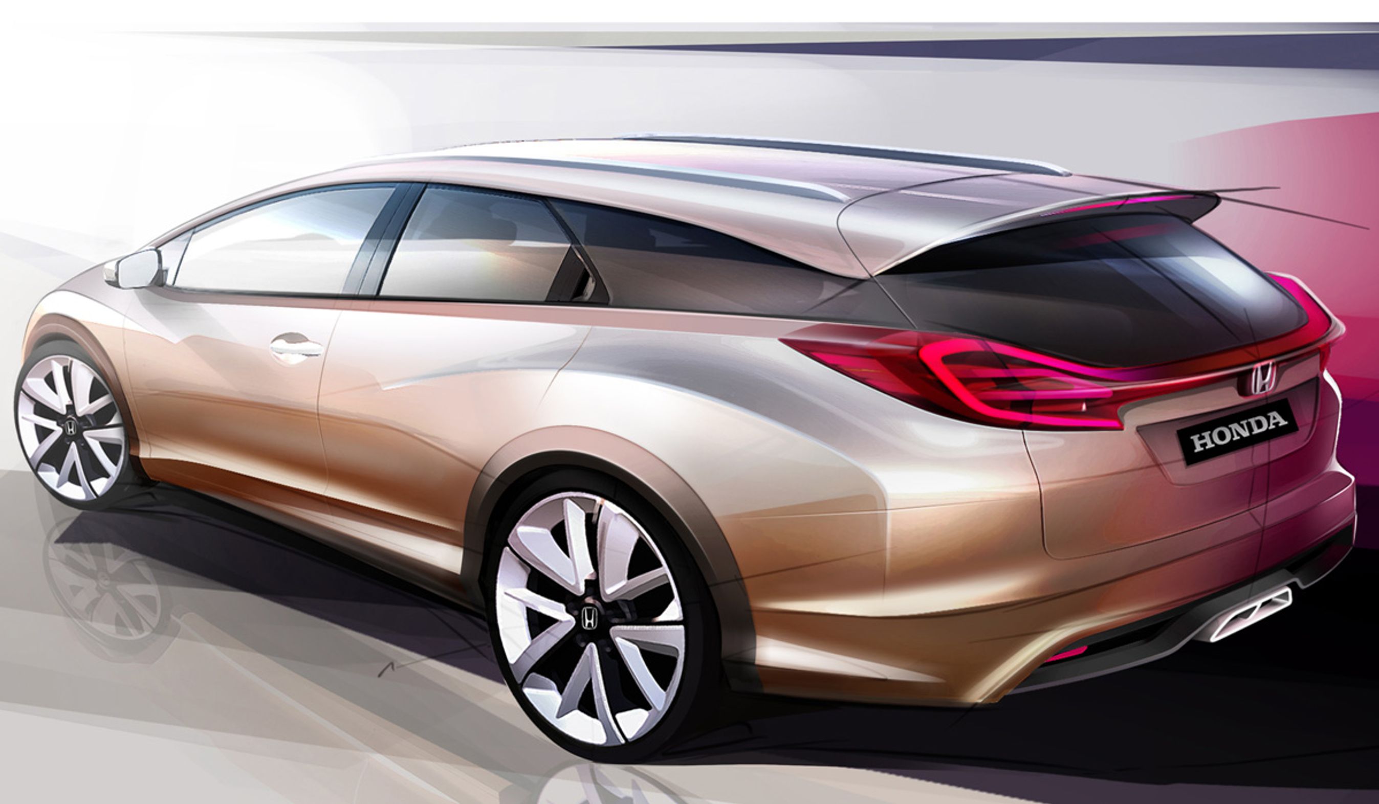 Honda Civic stationcar bliver meget dynamisk og "smart" at se på, hvis man kan tro koncept-tegningen.