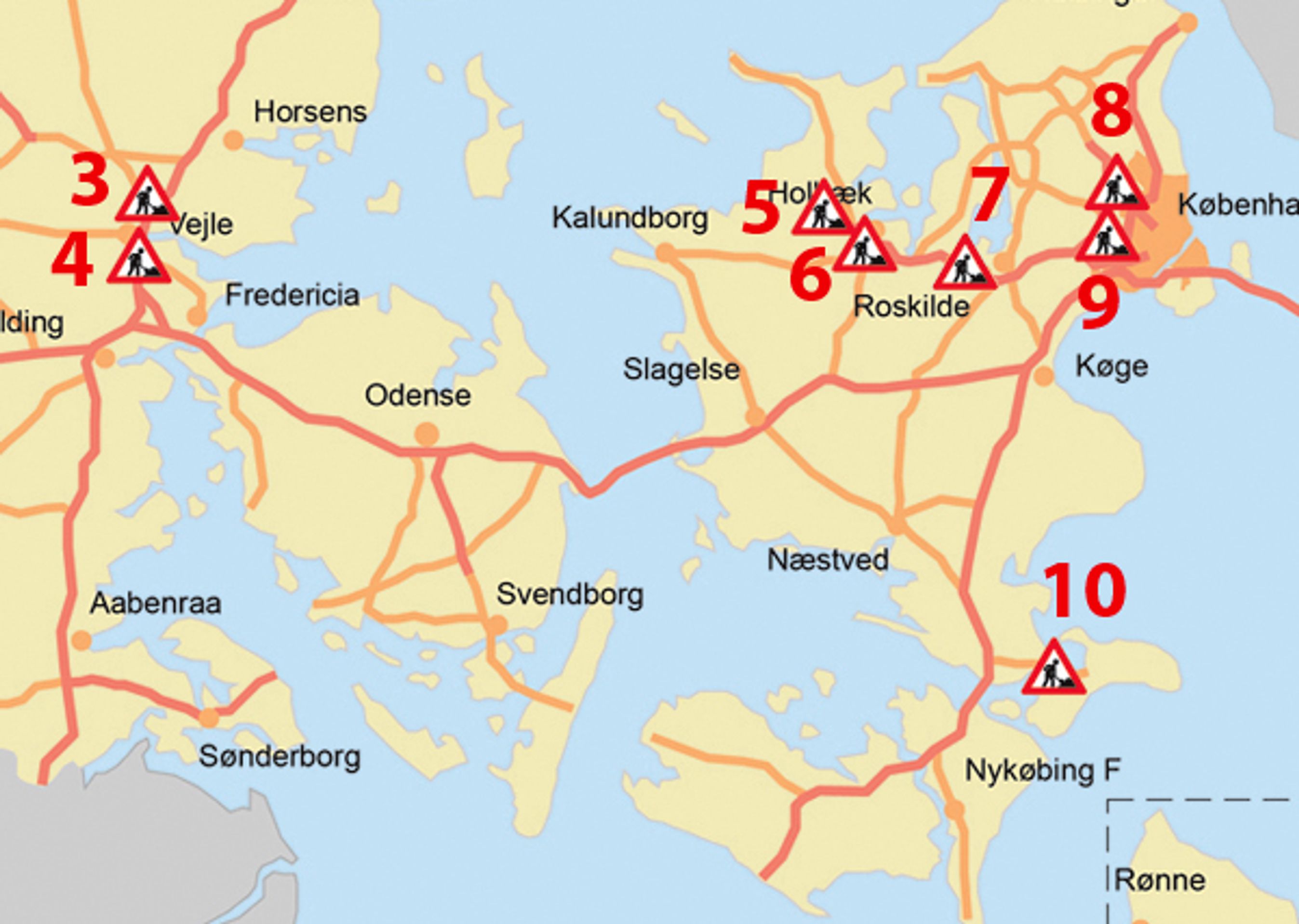 Her er sommerens store vejarbejder på statsvejene.