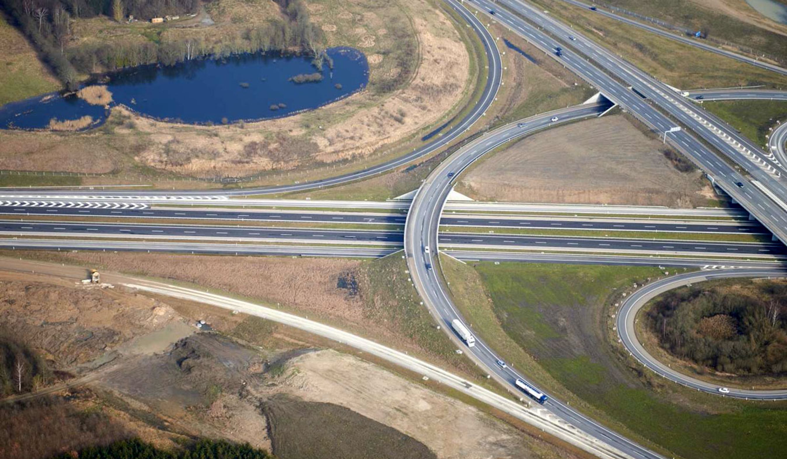 Den nye strækning af Frederikssundsmotorvejen udgår her fra motorvejskryds Ballerup.